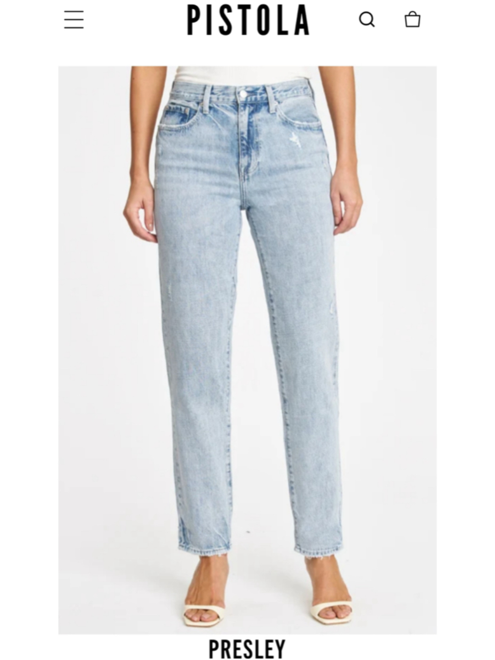 Pistola Presley Jeans Womens High Rise Relaxed Roller Light Wash 90s Distressed